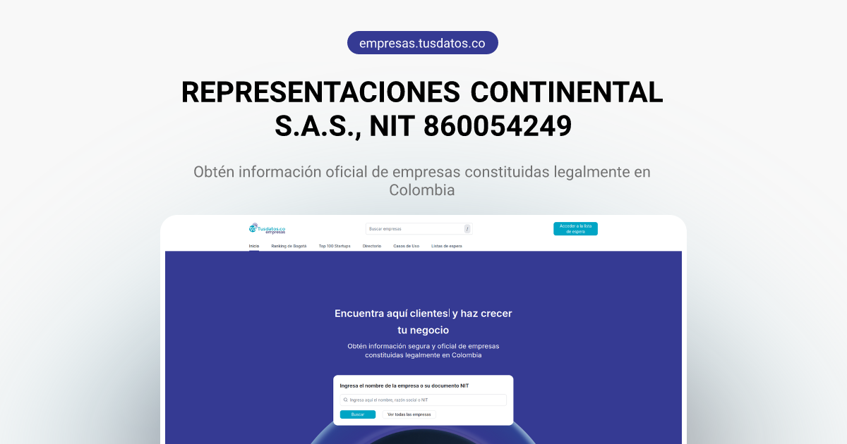 REPRESENTACIONES CONTINENTAL S.A.S. | 860054249 | Tusdatos Empresas